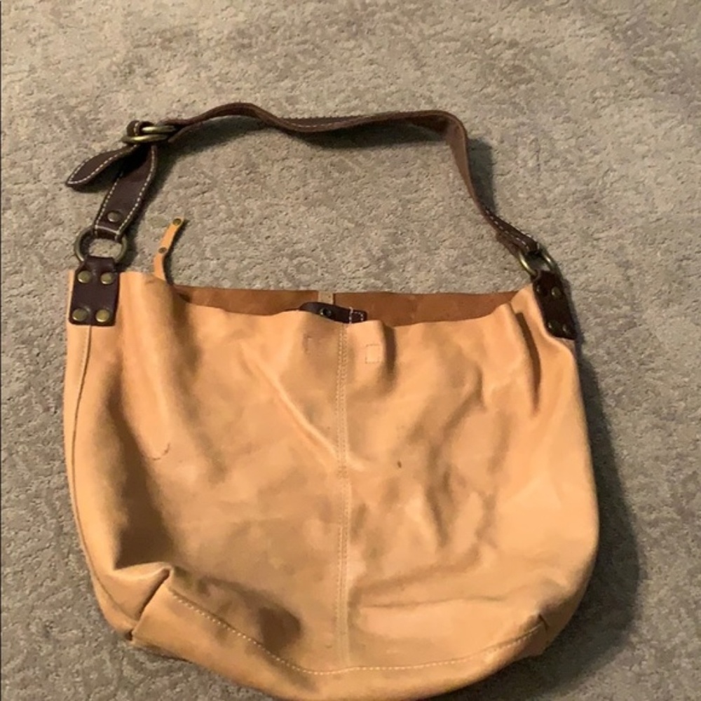 Large Lucky Brand Yellow Saddle Leather Shoulder